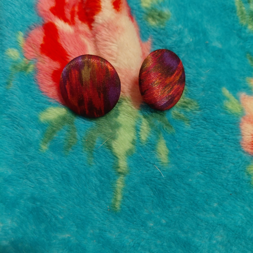 Elegant Multicolor Fabric Button Earrings